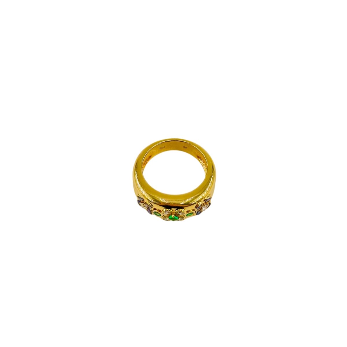 Bague "Trois fleurs" en or jaune, saphir et diamants - Castafiore