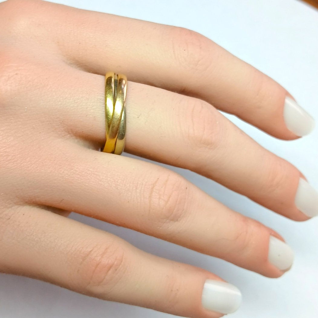 Bague trois ors, jaune, gris et rose. - Castafiore
