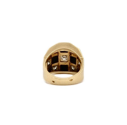 Bague VAN CLEEF AND ARPELS quadrillage en or jaune et onyx et diamant - Castafiore