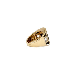 Bague VAN CLEEF AND ARPELS quadrillage en or jaune et onyx et diamant - Castafiore