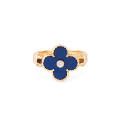 Bague VAN CLEEF & ARPELS "Alhambra" en or jaune, lapis - lazuli et diamant - Castafiore