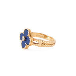 Bague VAN CLEEF & ARPELS "Alhambra" en or jaune, lapis - lazuli et diamant - Castafiore