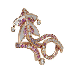 Bague VAN CLEEF & ARPELS "Cerf volant" en or rose, nacre, saphirs et diamants - Castafiore