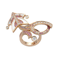 Bague VAN CLEEF & ARPELS "Cerf volant" en or rose, nacre, saphirs et diamants - Castafiore