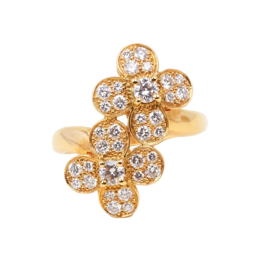 Bague VAN CLEEF & ARPELS Double trèfle en or jaune et diamants - Castafiore