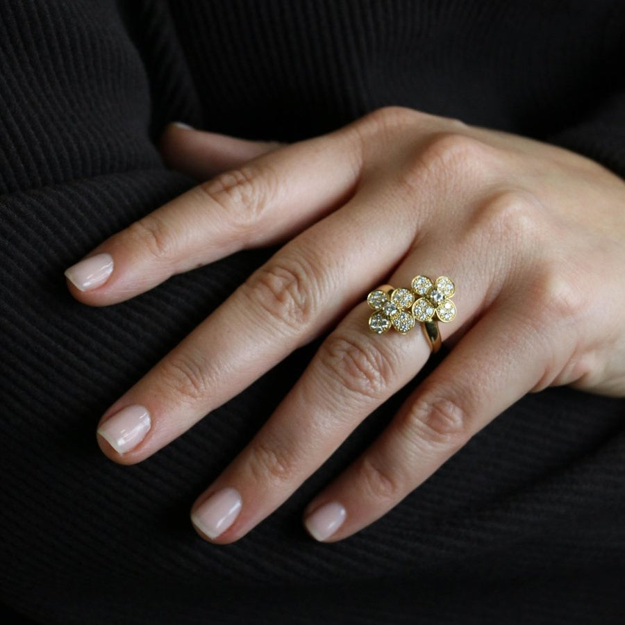 Bague VAN CLEEF & ARPELS Double trèfle en or jaune et diamants - Castafiore