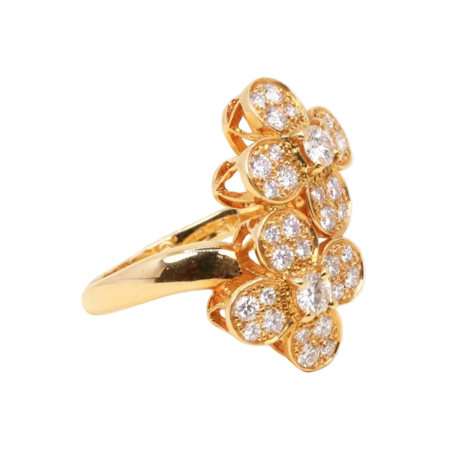 Bague VAN CLEEF & ARPELS Double trèfle en or jaune et diamants - Castafiore