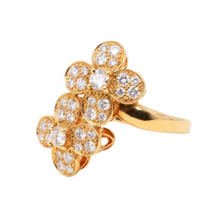 Bague VAN CLEEF & ARPELS Double trèfle en or jaune et diamants - Castafiore