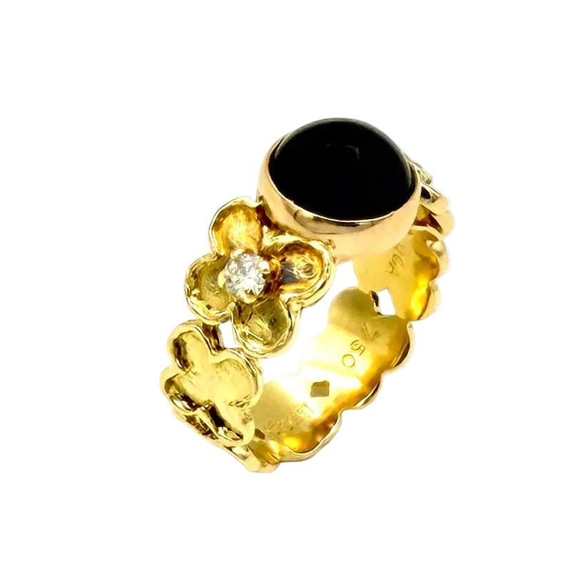 Bague VAN CLEEF & ARPELS. en or jaune, onyx et diamants - Castafiore