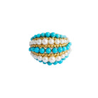 Bague VAN CLEEF & ARPELS en or jaune, perles et turquoises - Castafiore