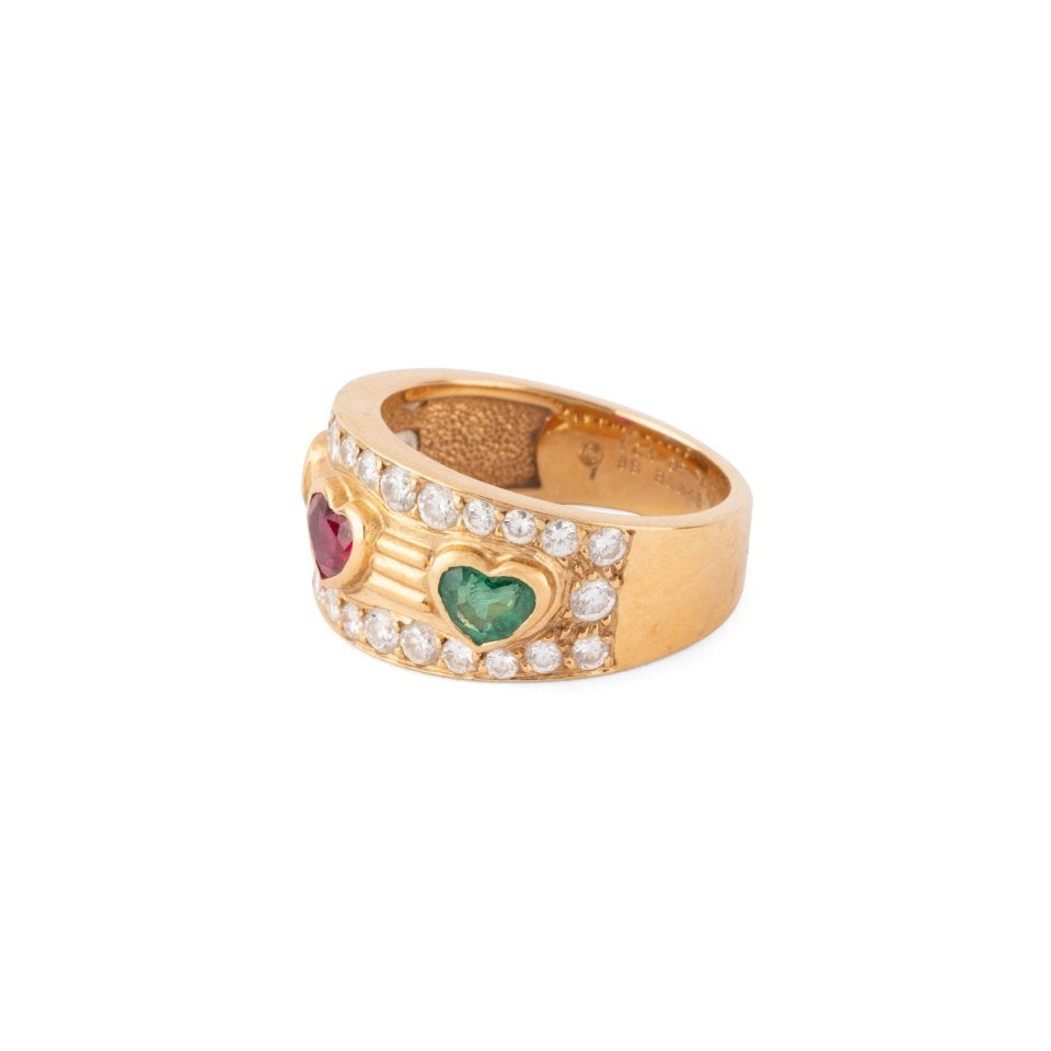 Bague VAN CLEEF & ARPELS en or jaune, rubis, émeraude et saphir - Castafiore