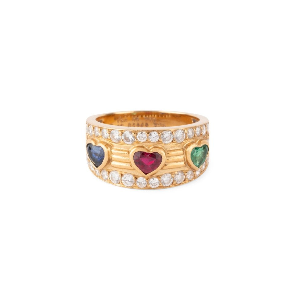 Bague VAN CLEEF & ARPELS en or jaune, rubis, émeraude et saphir - Castafiore