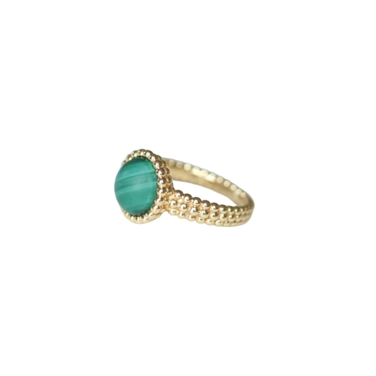 Bague VAN CLEEF & ARPELS "Perlée Couleurs" en or jaune et malachite - Castafiore