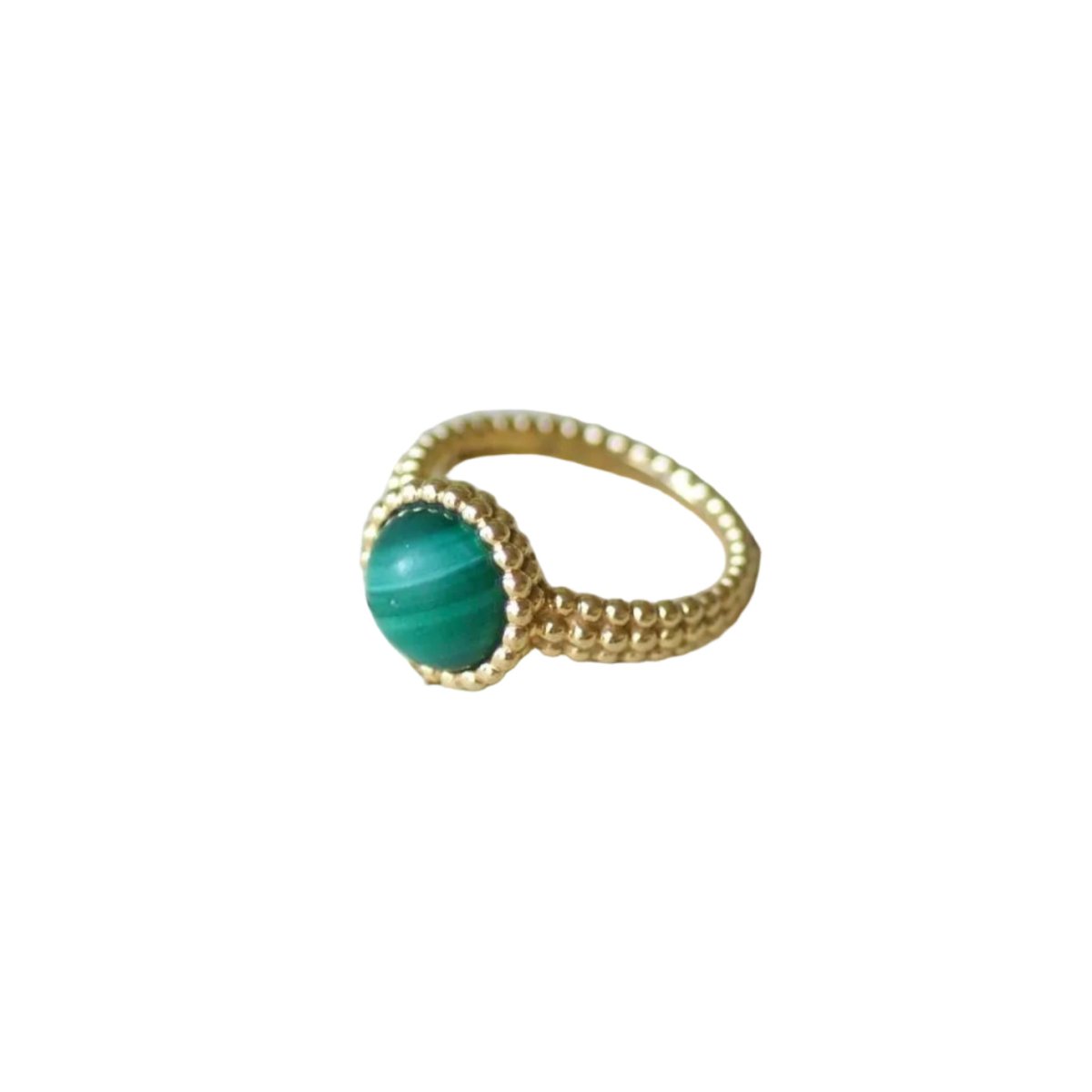 Bague VAN CLEEF & ARPELS "Perlée Couleurs" en or jaune et malachite - Castafiore