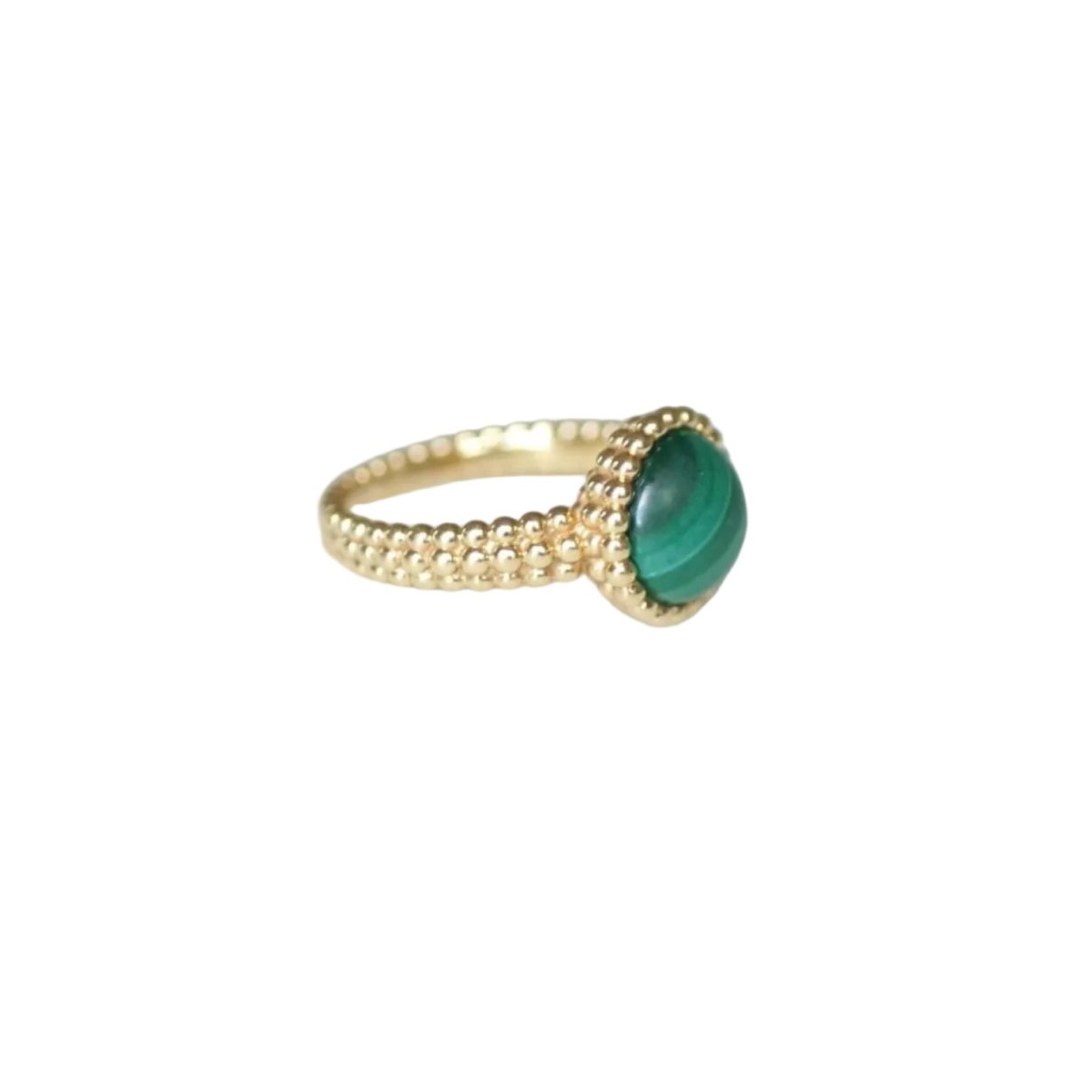 Bague VAN CLEEF & ARPELS "Perlée Couleurs" en or jaune et malachite - Castafiore