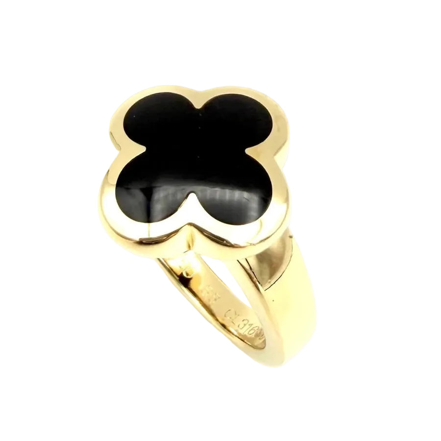 Bague VAN CLEEF & ARPELS "Pure Alhambra" en or jaune et onyx - Castafiore