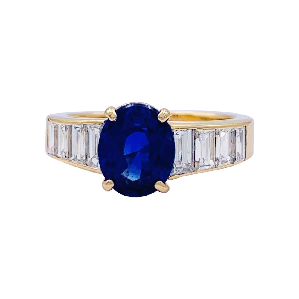 Bague Van Cleef & Arpels saphir et diamants baguette. - Castafiore