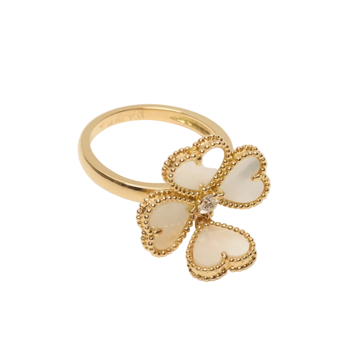 Bague Van Cleef & Arpels Sweet Hearts en or jaune, diamant et nacres - Castafiore
