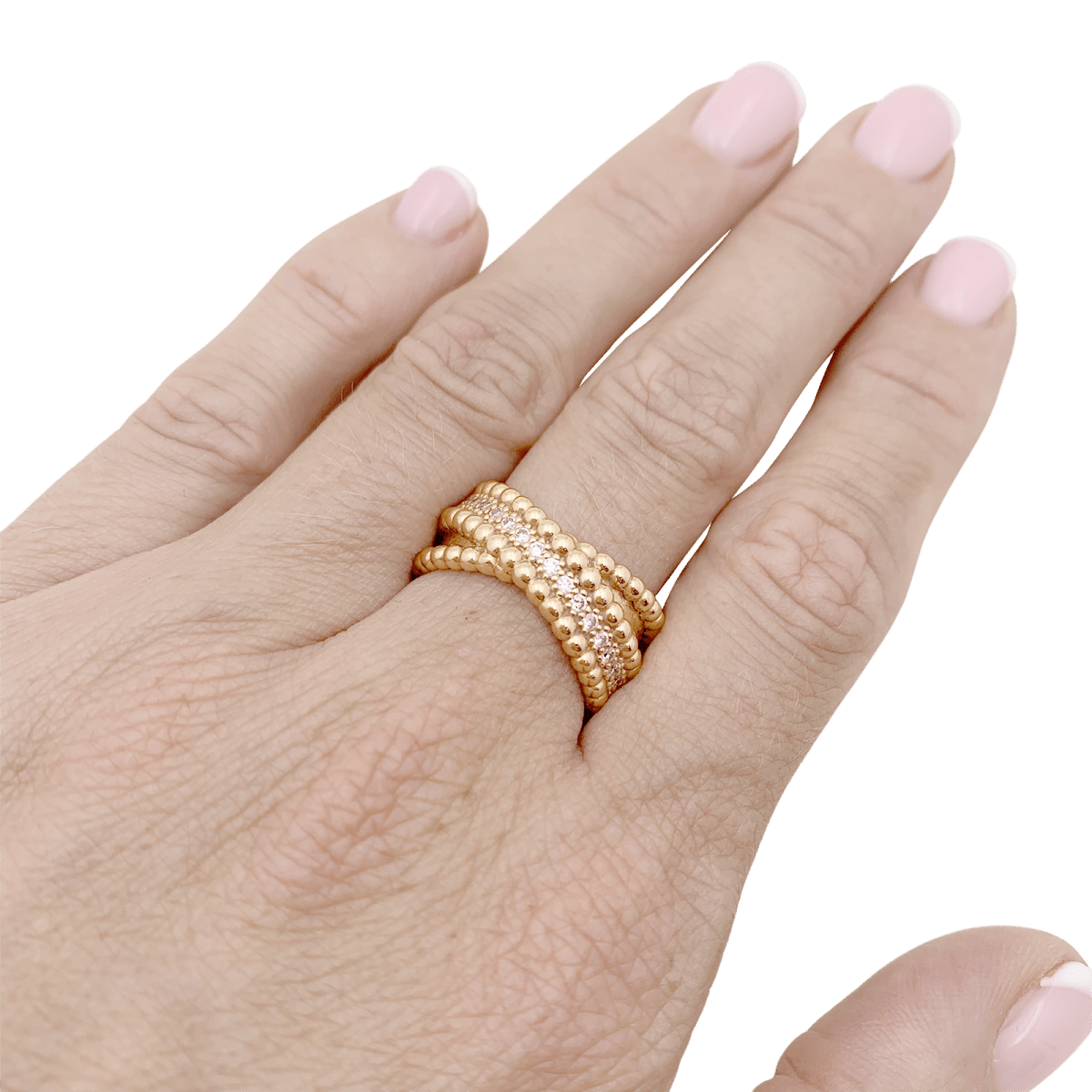 Bague VAN CLEEF ET ARPELS,"Duo Perlée" en or rose et diamants - Castafiore