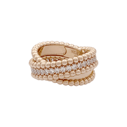 Bague VAN CLEEF ET ARPELS,"Duo Perlée" en or rose et diamants - Castafiore