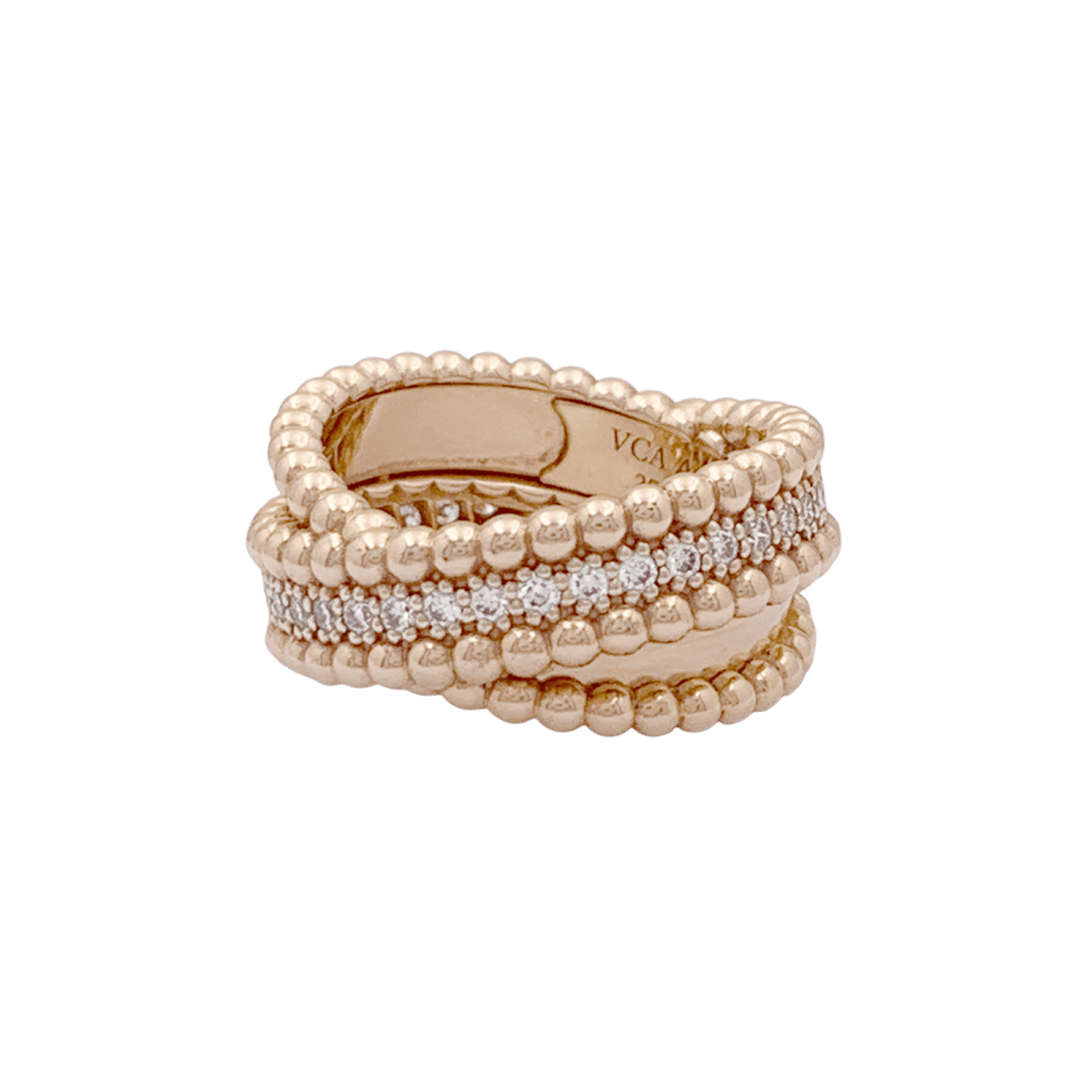 Bague VAN CLEEF ET ARPELS,"Duo Perlée" en or rose et diamants - Castafiore