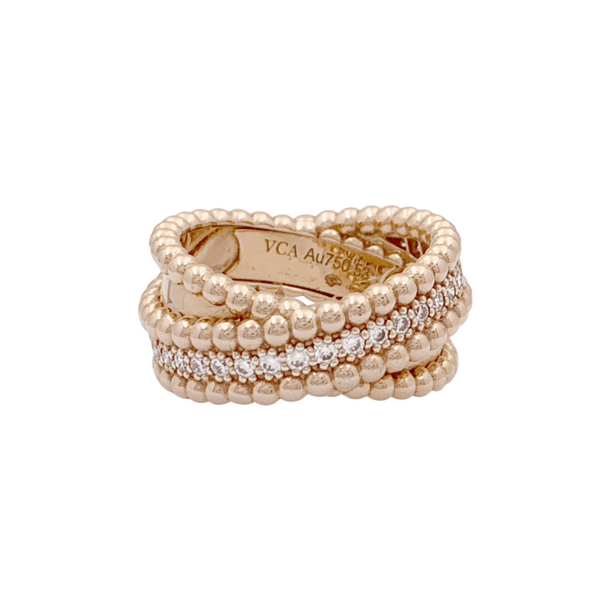Bague VAN CLEEF ET ARPELS,"Duo Perlée" en or rose et diamants - Castafiore