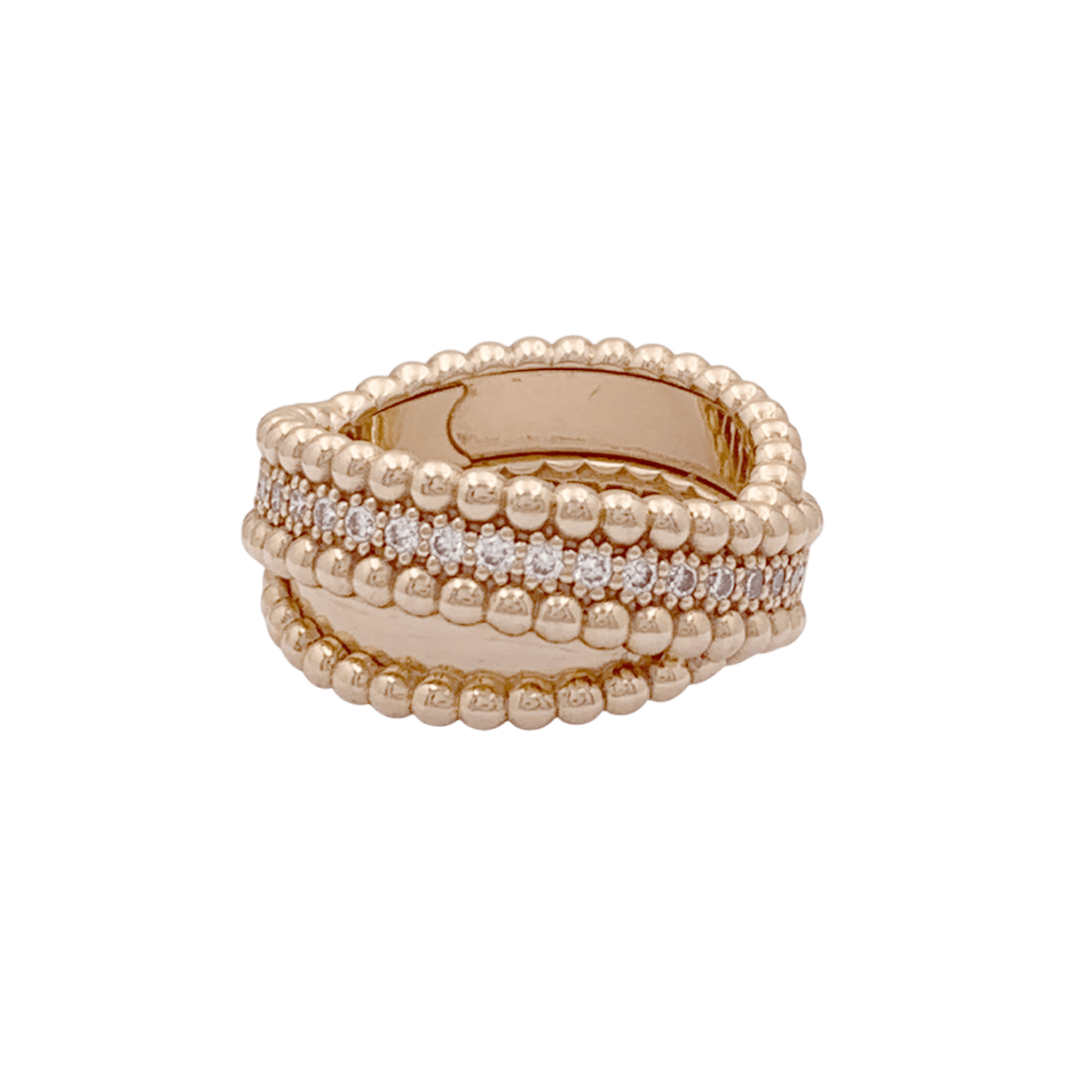 Bague VAN CLEEF ET ARPELS,"Duo Perlée" en or rose et diamants - Castafiore