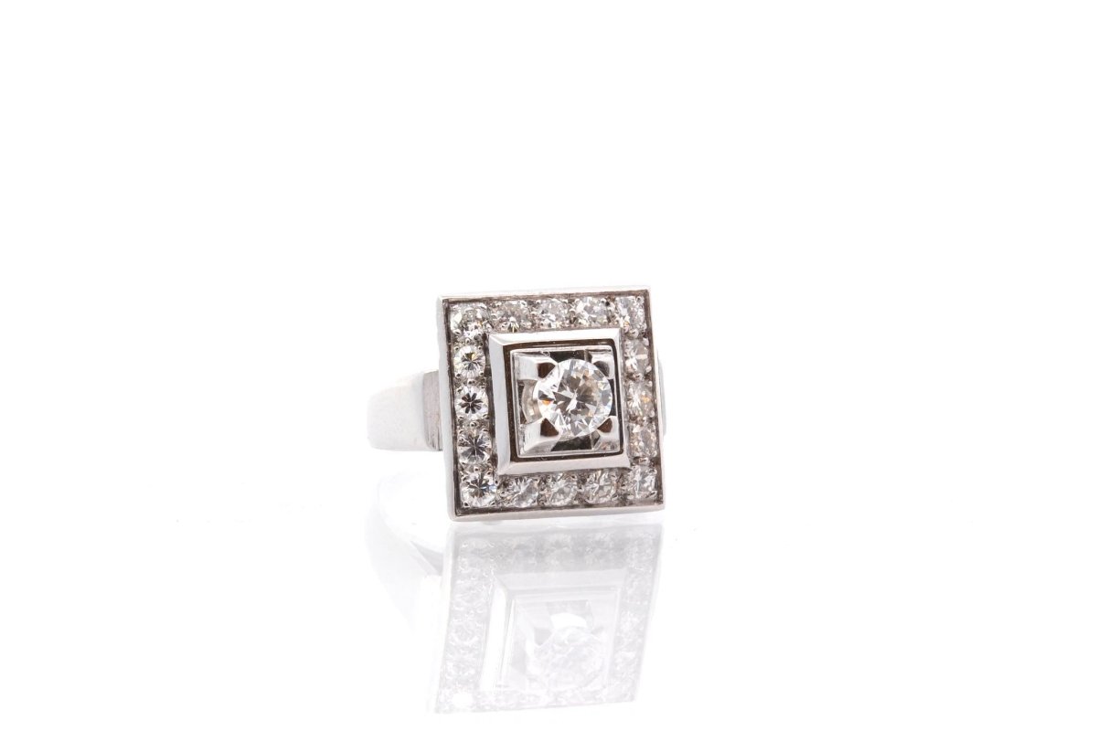 Bague vintage 1950 diamants en platine - Castafiore