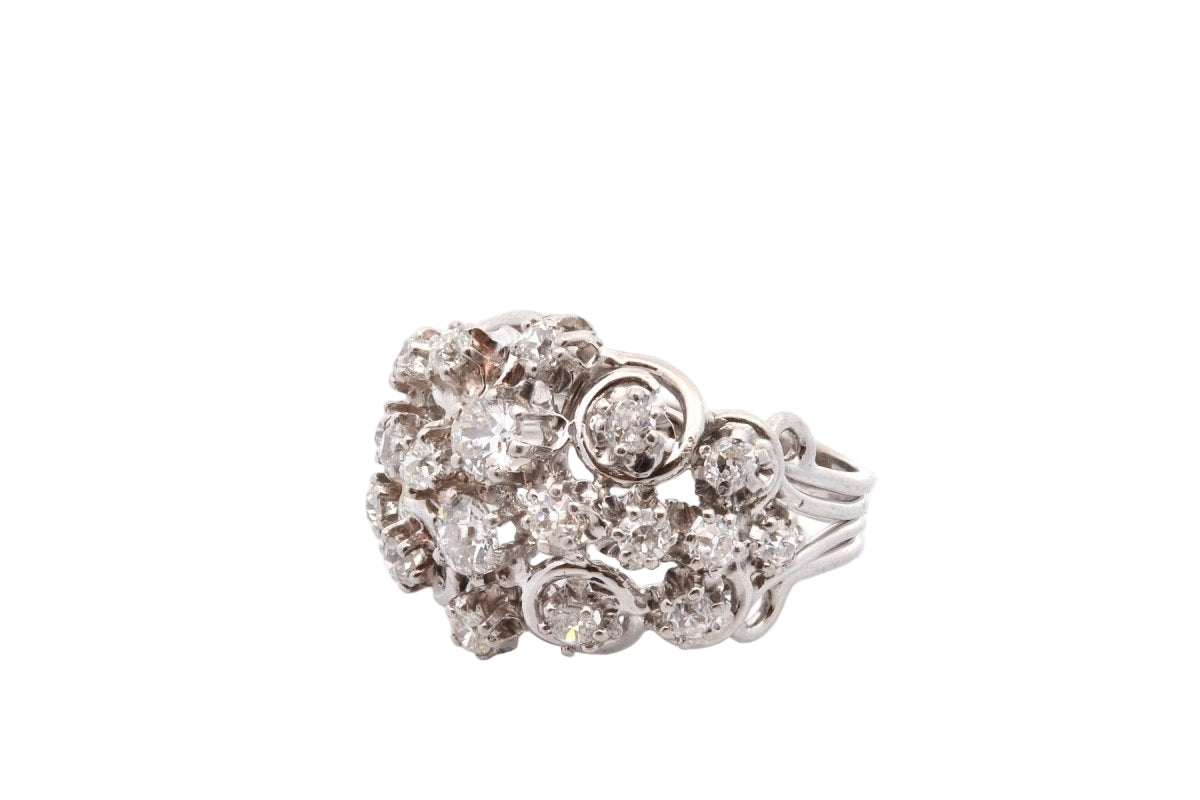 Bague VINTAGE 1950 en platine et diamants - Castafiore