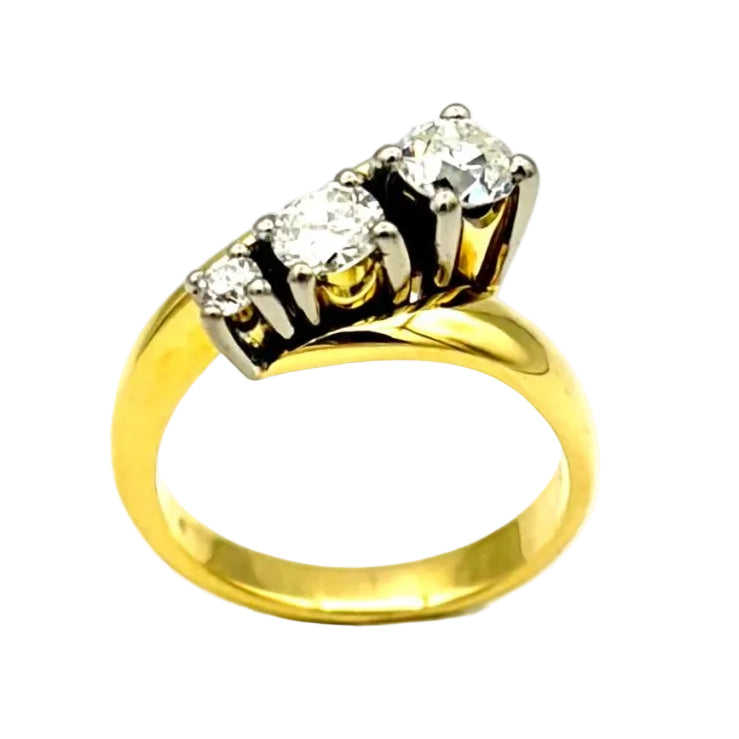 Bague vintage 2 ors et diamants - Castafiore