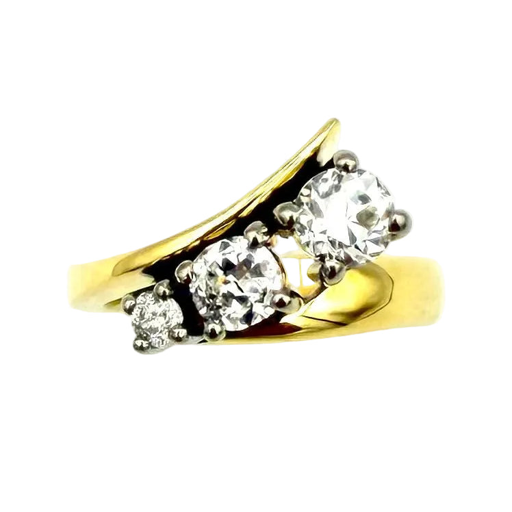 Bague vintage 2 ors et diamants - Castafiore