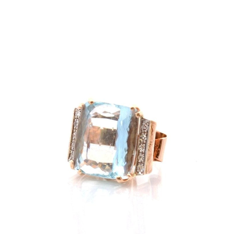 Bague vintage aigue - marine en or - Castafiore