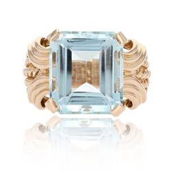 Bague vintage aigue - marine et or - Castafiore