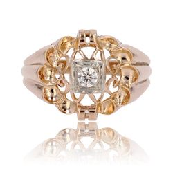 Bague vintage ajourée diamant - Castafiore