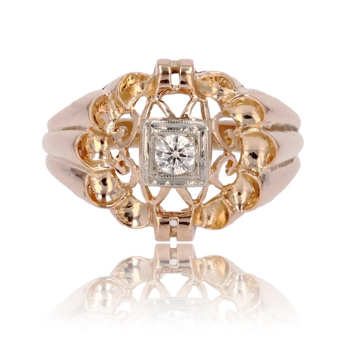 Bague vintage ajourée diamant - Castafiore