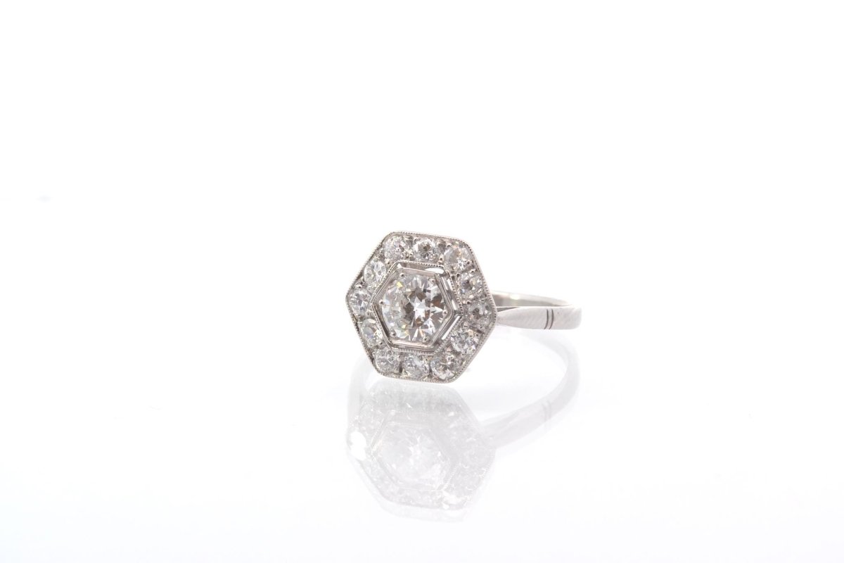 Bague vintage art déco diamants en platine - Castafiore