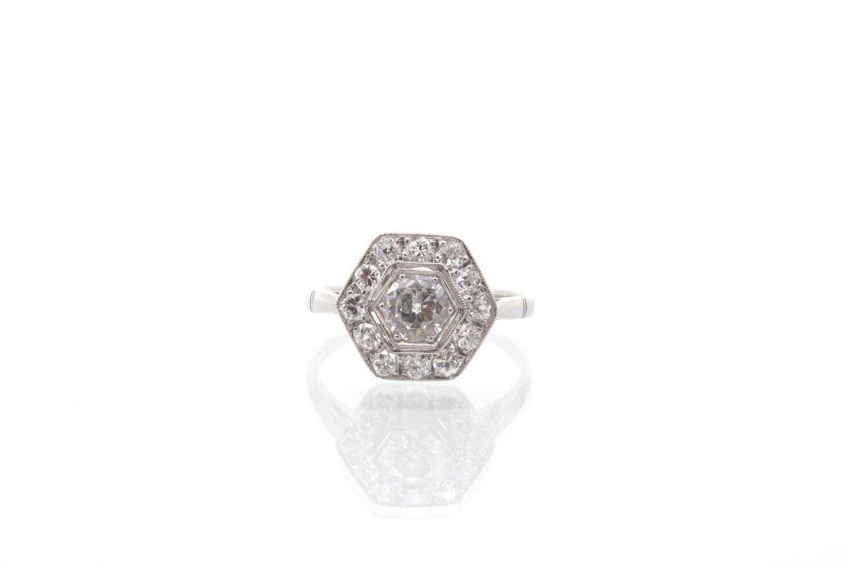 Bague vintage art déco diamants en platine - Castafiore