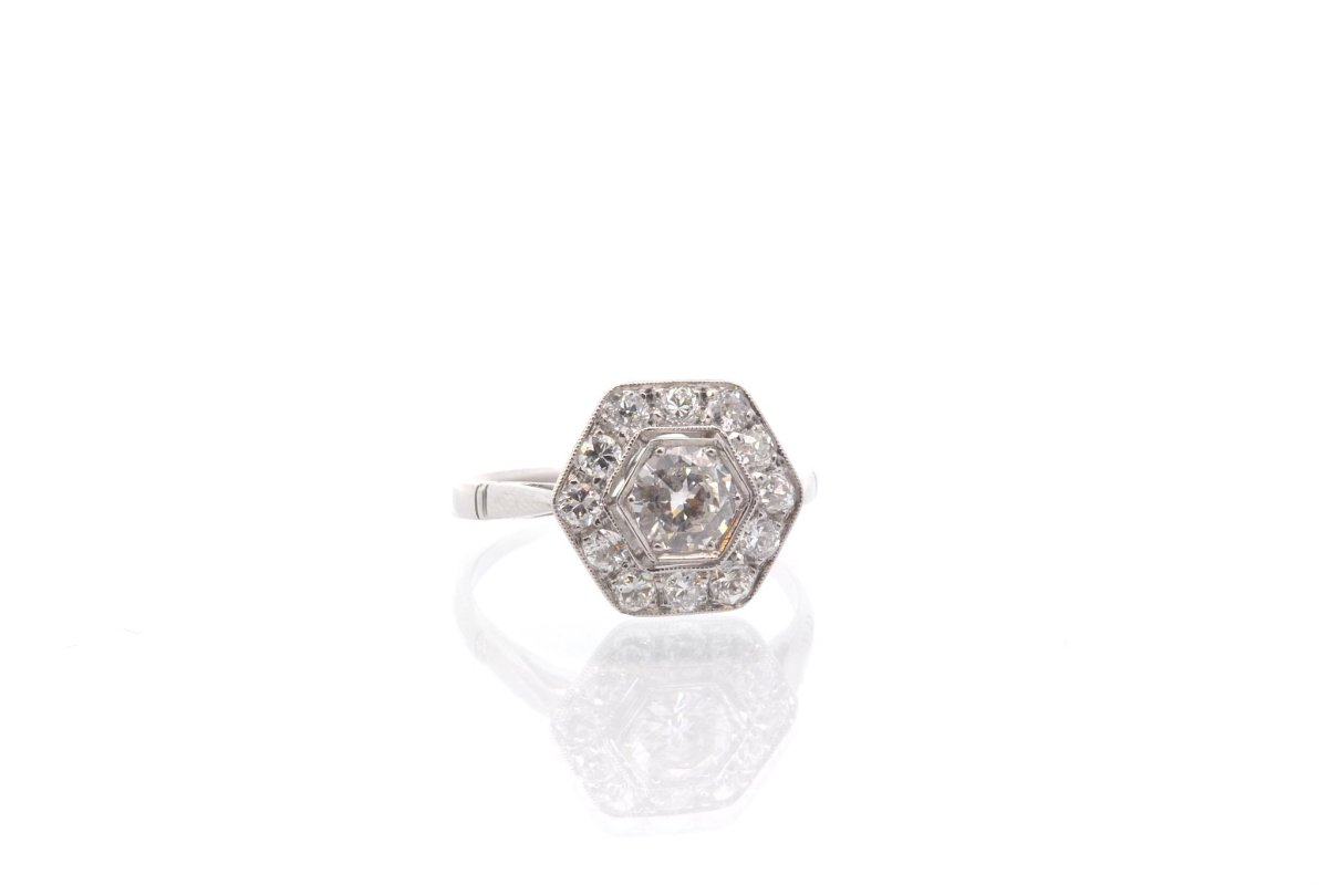 Bague vintage art déco diamants en platine - Castafiore