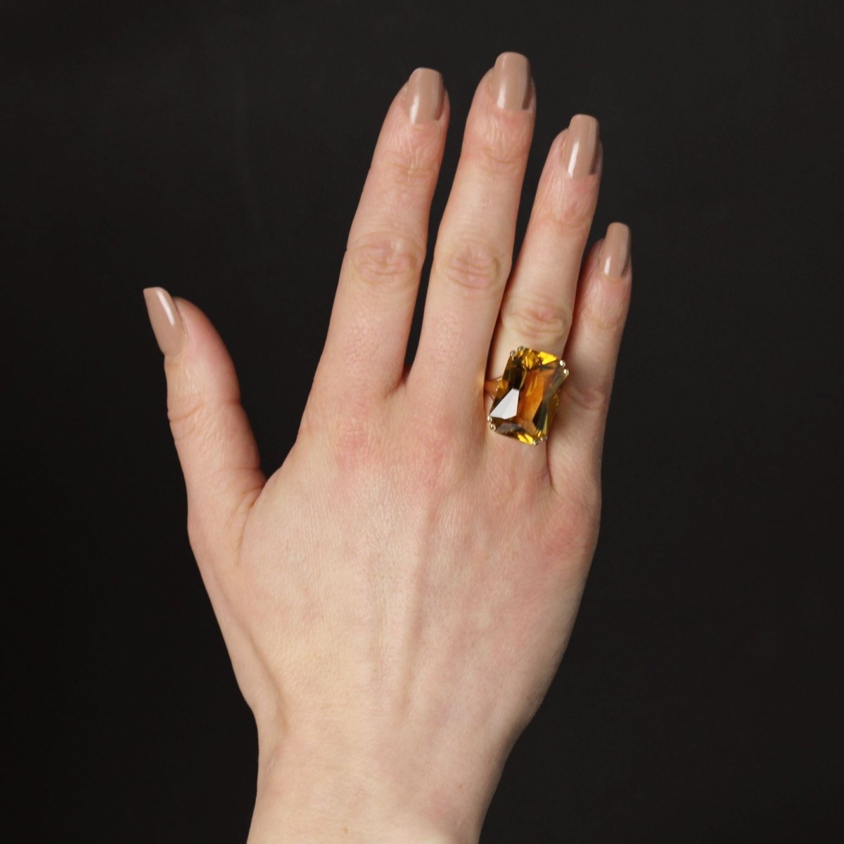 Bague VINTAGE Citrine en or jaune - Castafiore