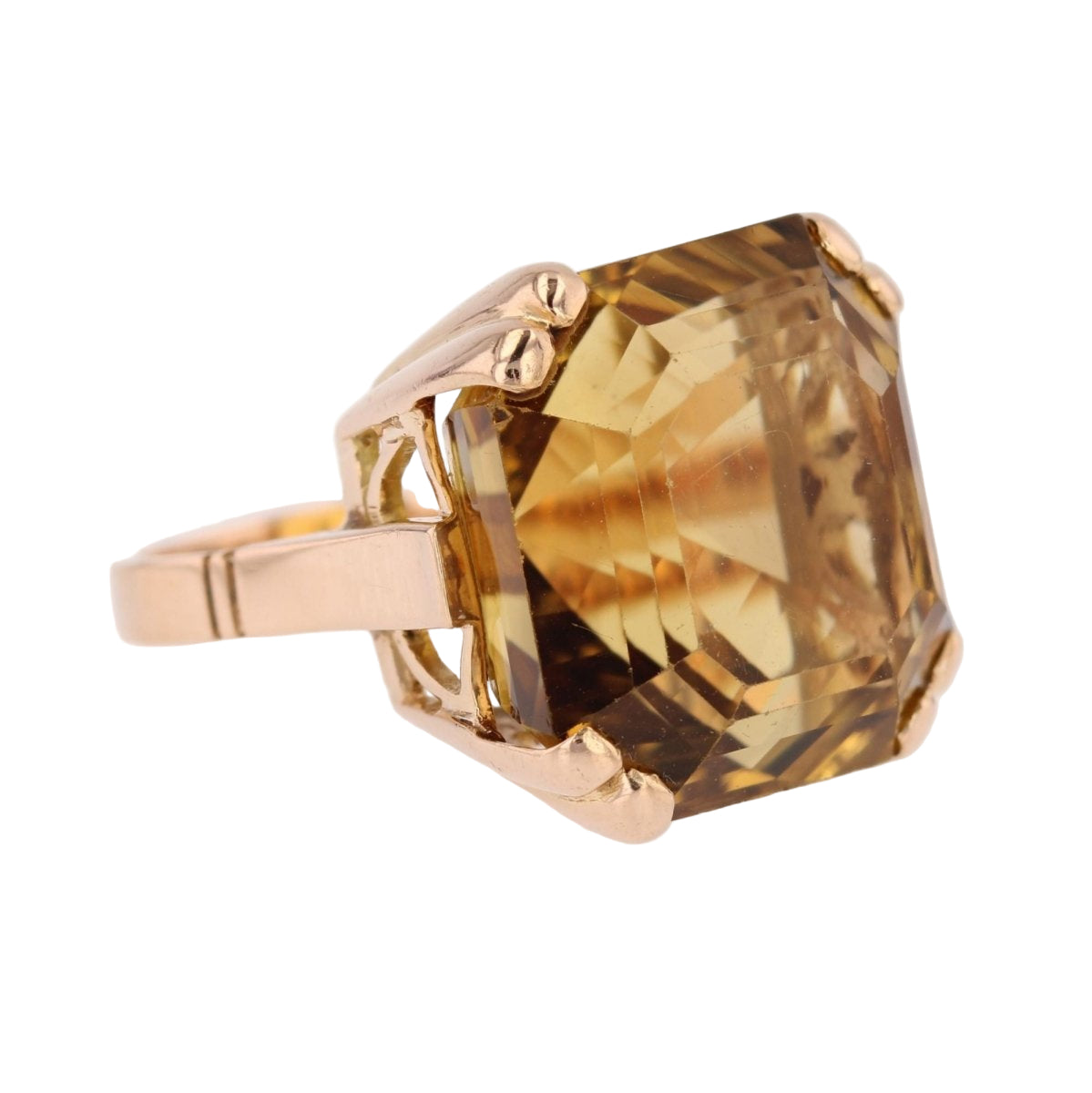Bague VINTAGE Citrine en or rose - Castafiore