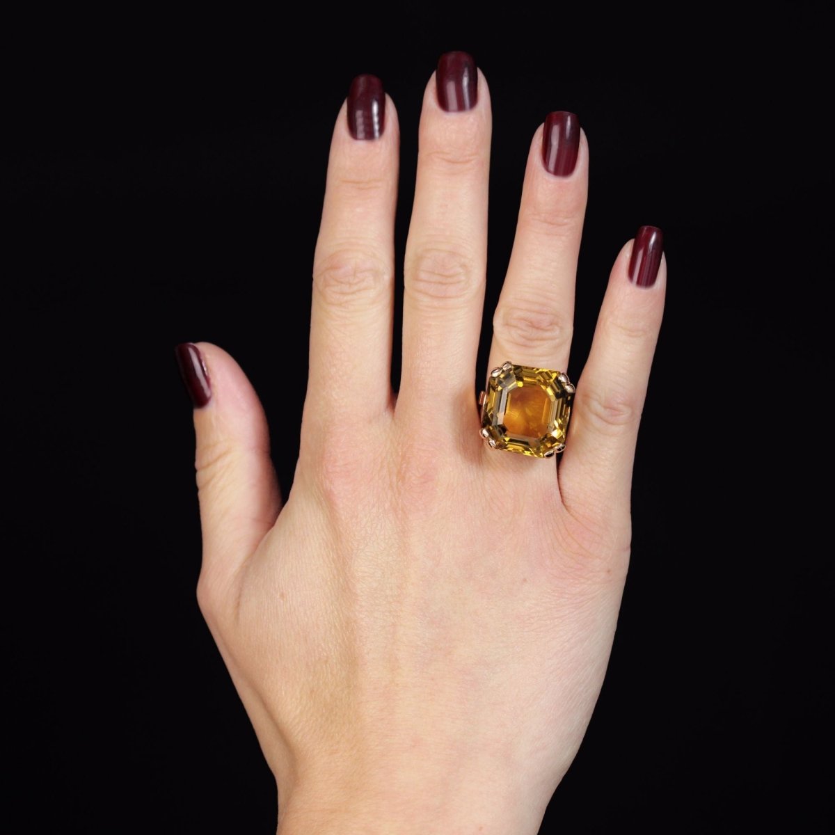Bague VINTAGE Citrine en or rose - Castafiore