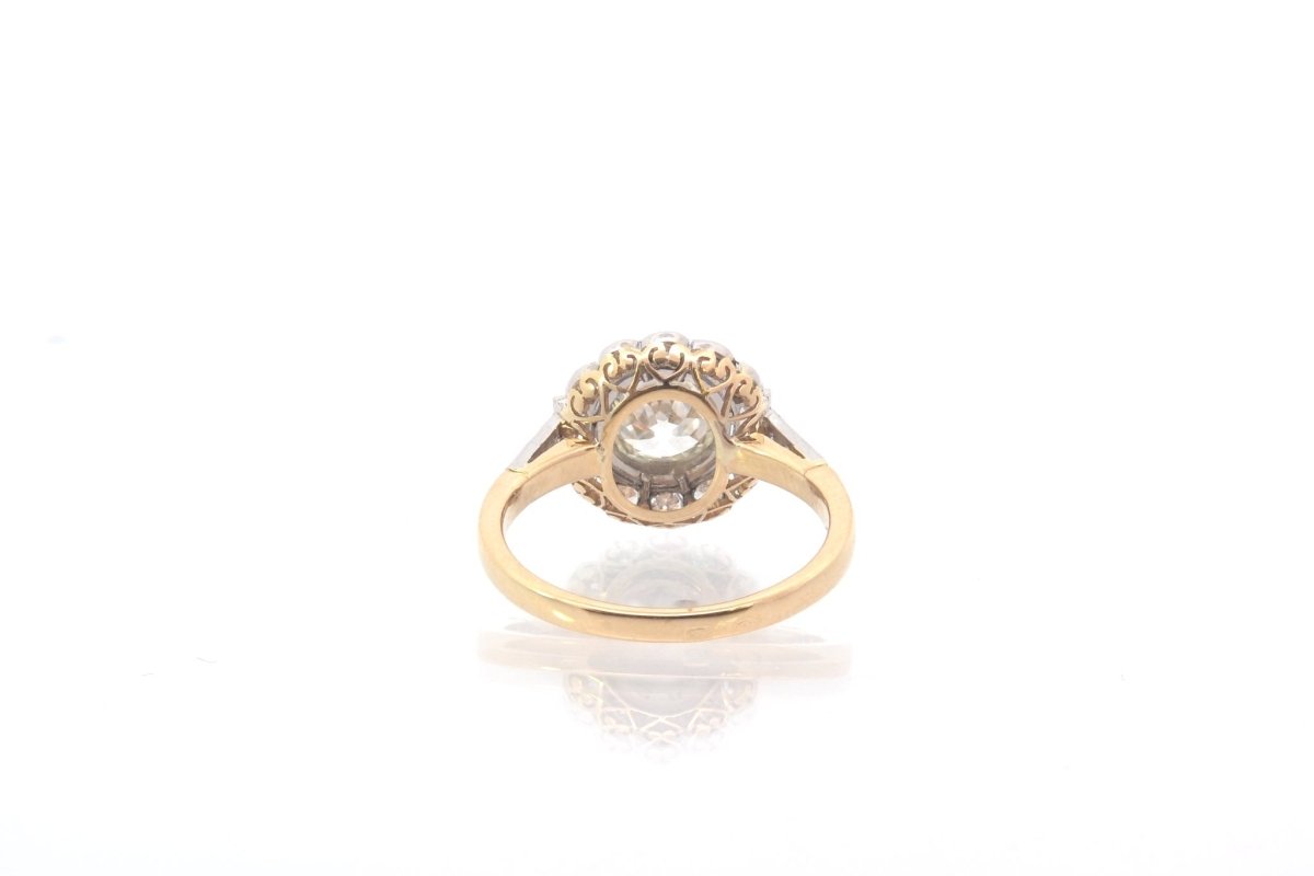 Bague vintage diamant 1,05 cts J/SI1 en or et platine - Castafiore