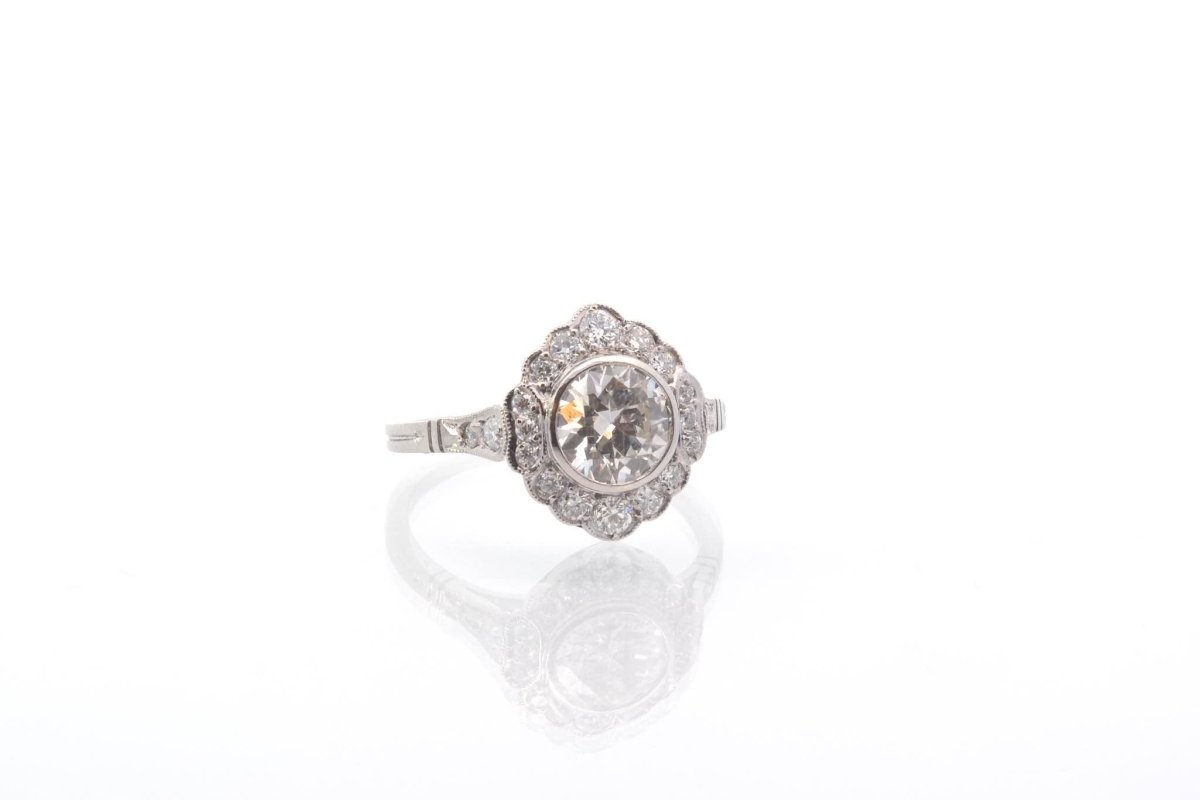 Bague vintage diamant 1,06 cts J/SI2 en platine - Castafiore