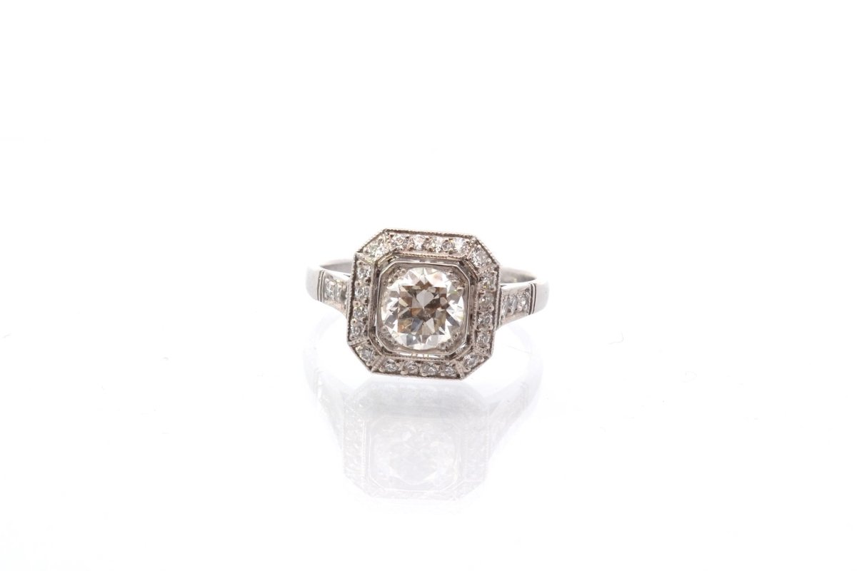 Bague vintage diamant de 1,02 carats en platine - Castafiore