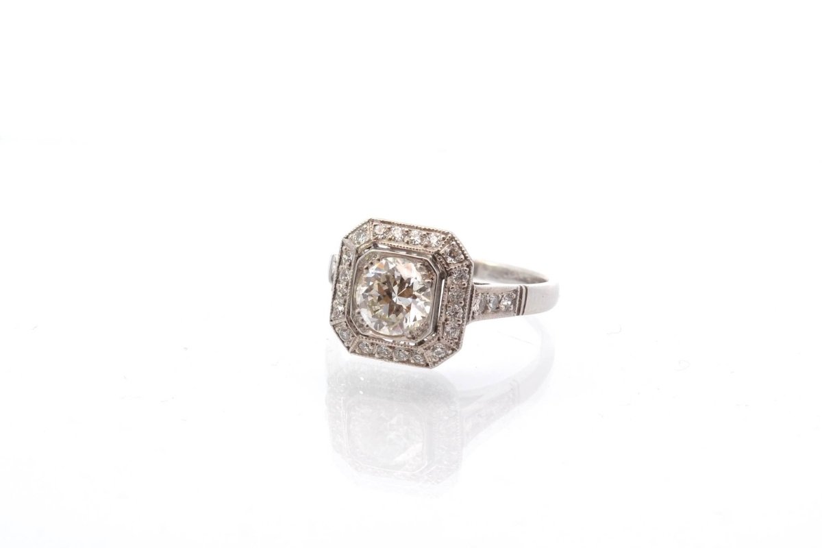 Bague vintage diamant de 1,02 carats en platine - Castafiore