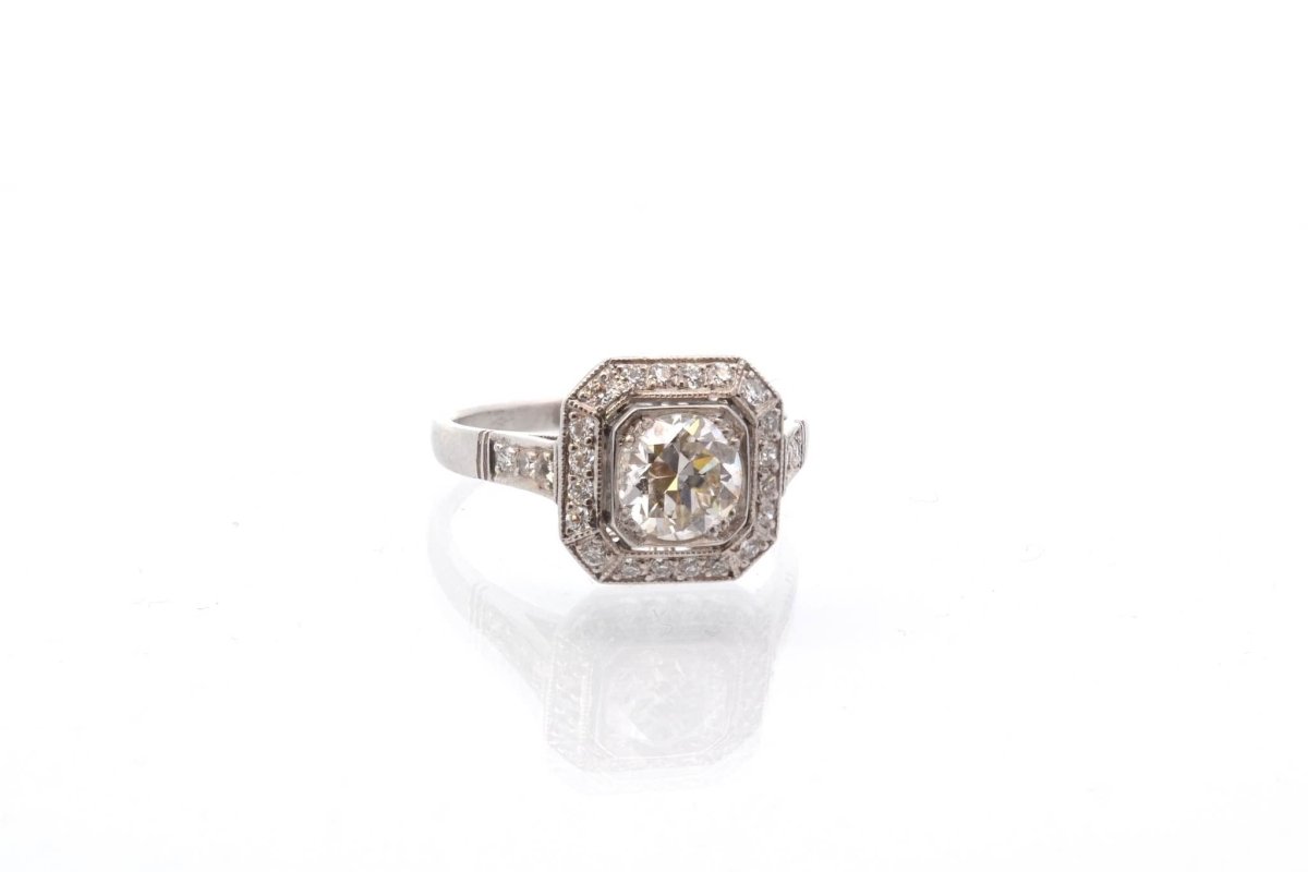 Bague vintage diamant de 1,02 carats en platine - Castafiore