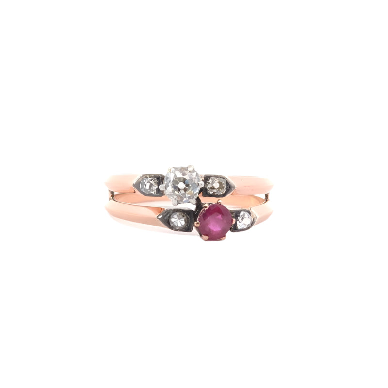 Bague vintage diamants et rubis - Castafiore