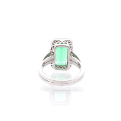 Bague vintage émeraude et diamants en platine - Castafiore