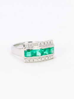 Bague vintage émeraudes diamants - Castafiore