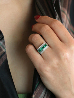 Bague vintage émeraudes diamants - Castafiore